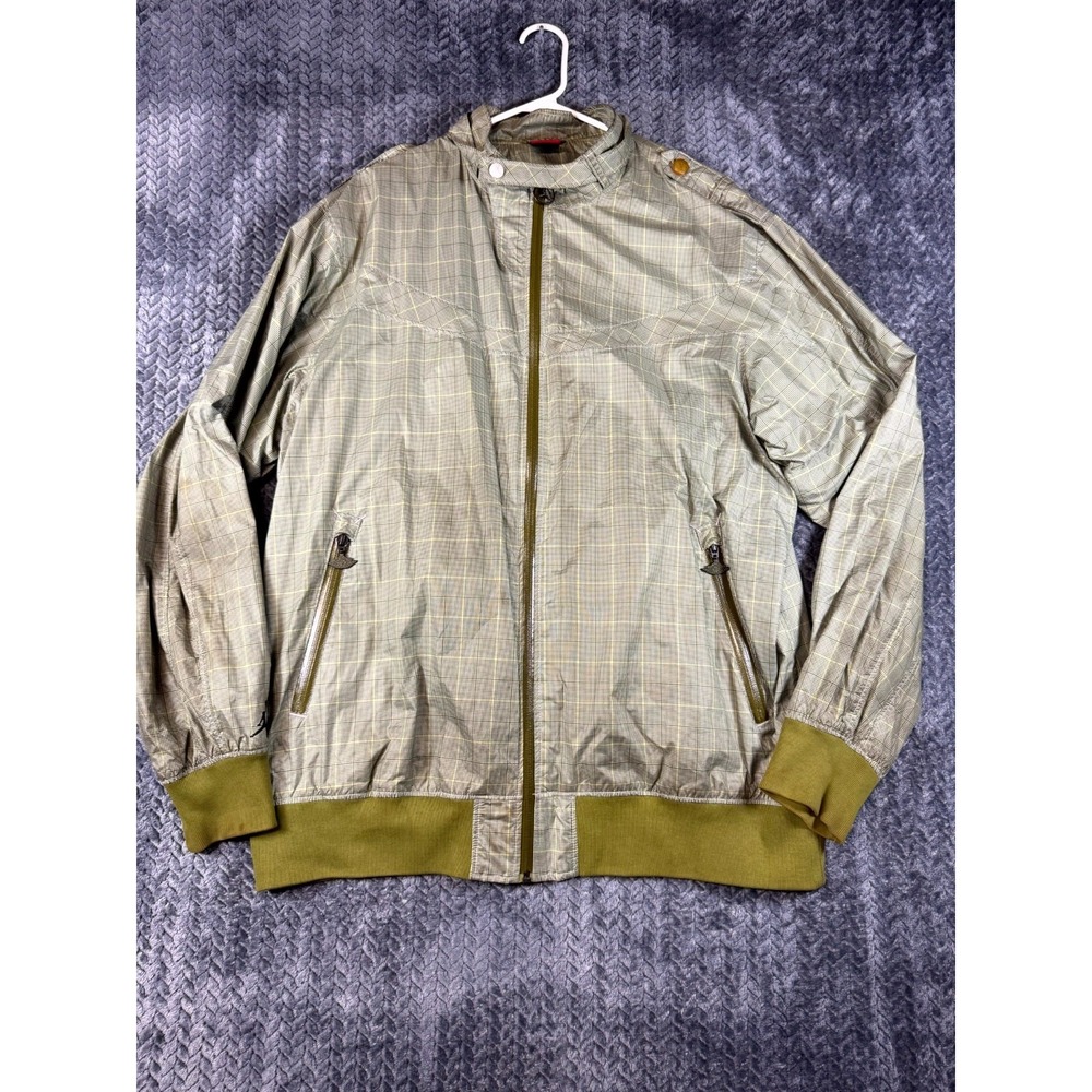 Vintage Air Jordan Windbreaker Jacket Mens 2XL Green Plaid Jumpman Logo Golf Y2k